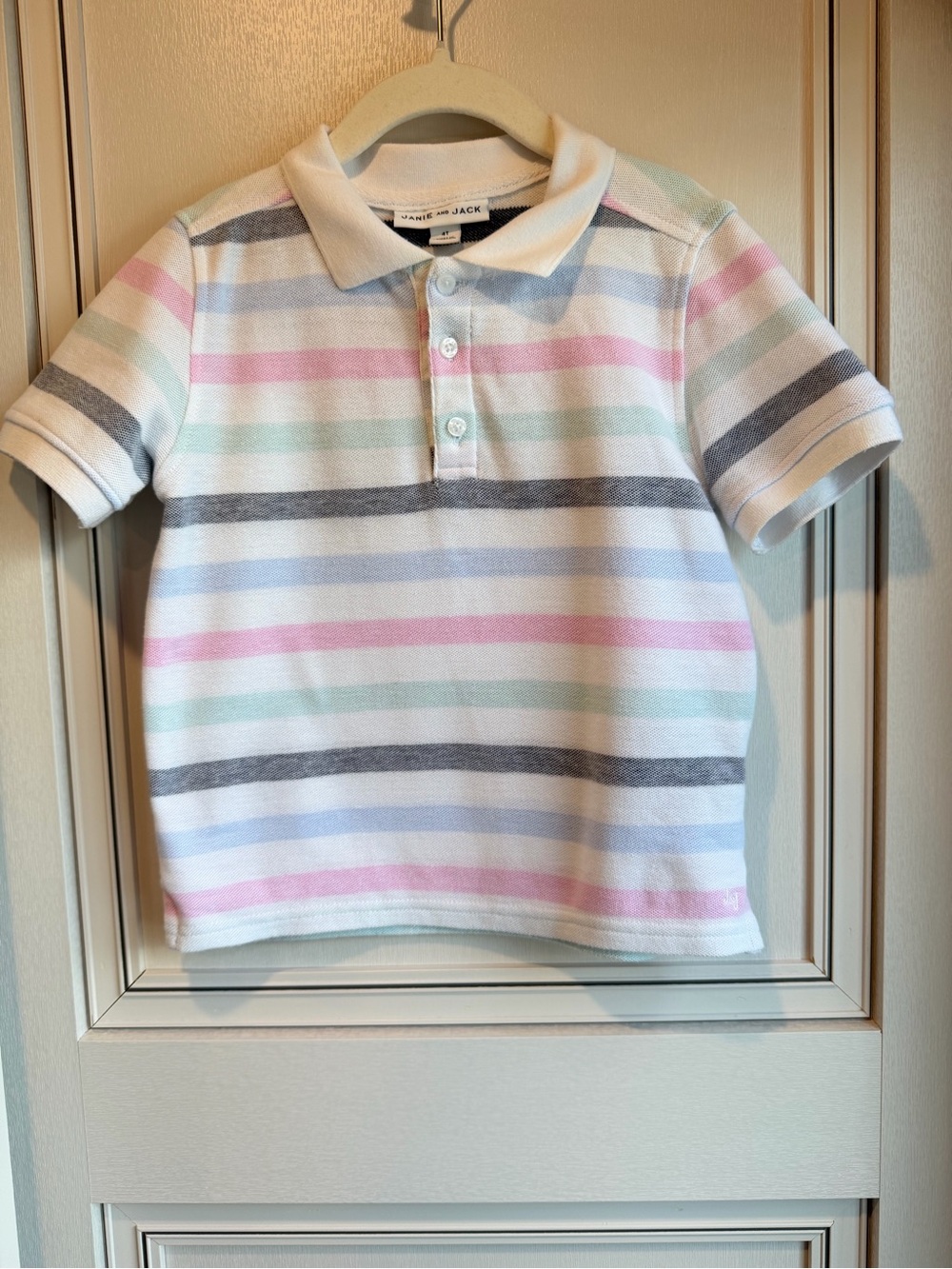 Janie and Jack Pastel Striped Polo in White, Pink, Mint, Blue, Gray